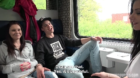 Teenagers fuck on train in 4K