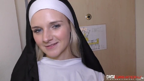 Blue eye Blonde Nun Take BBC Creampie