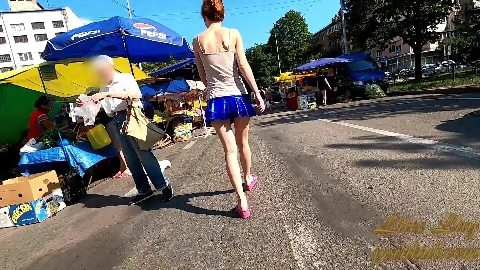 Public upskirt on street fair - Lilee Lay