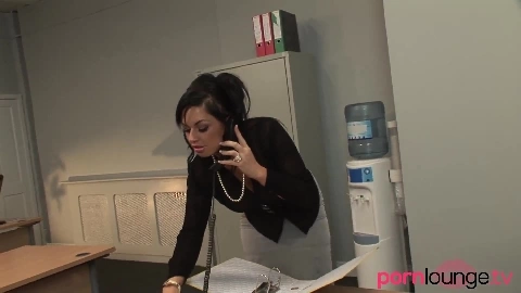 Employee with huge tits fucked over desk